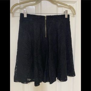 NEW Black Lace Skirt; Detailed Back Zipper; Size Small, Length is 17”